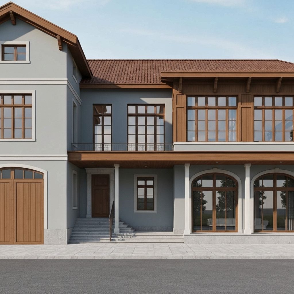 Villa facade renovation with warm natural materials